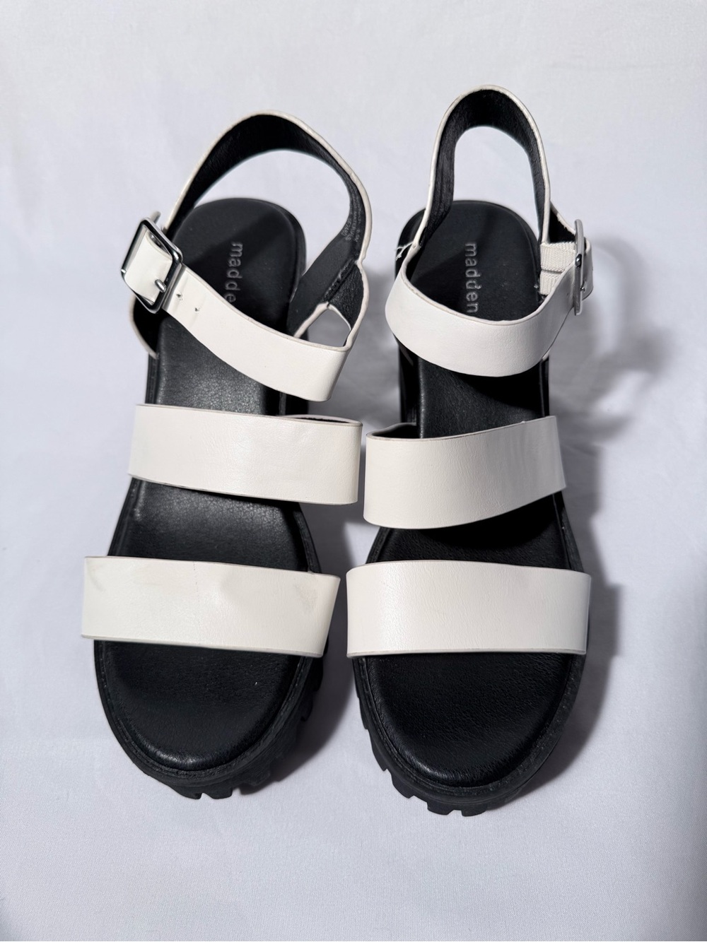Madden Girl White Triple-Strap Platform Sandal